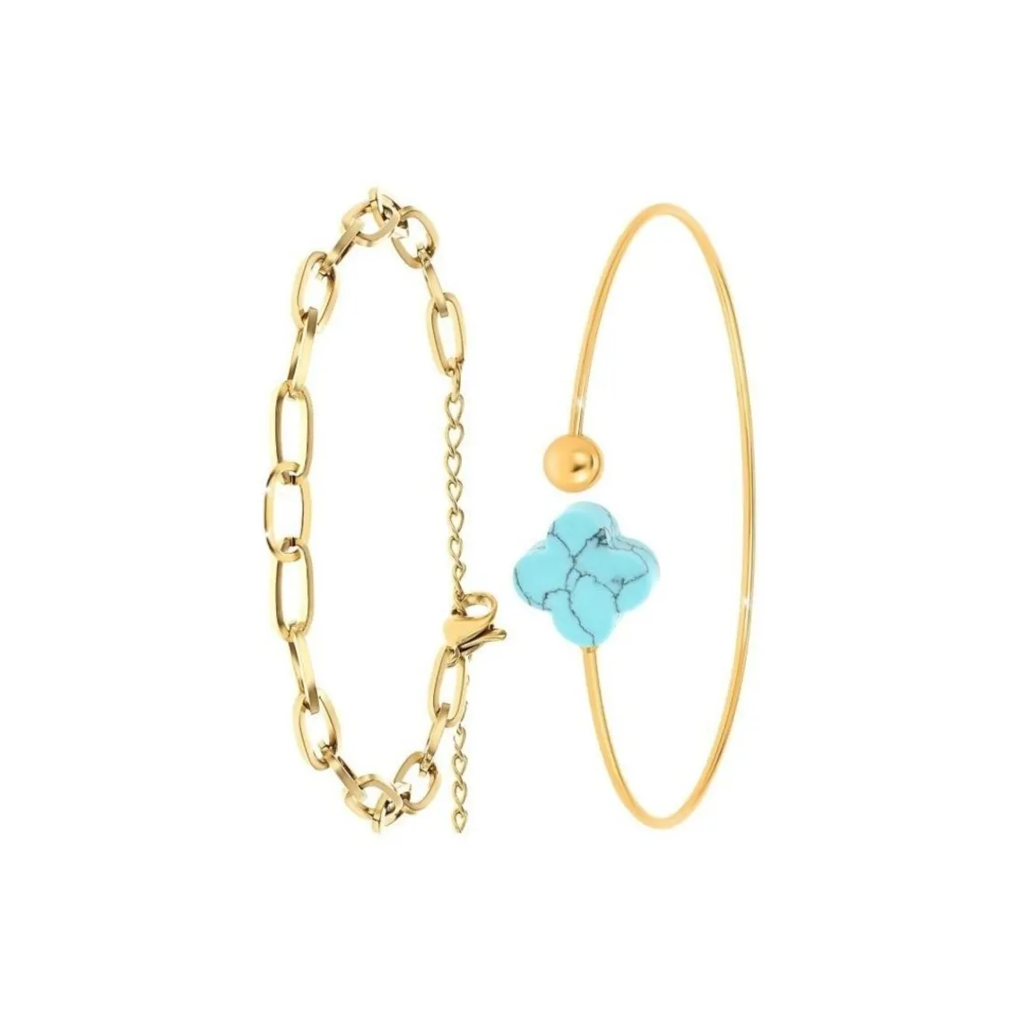 So Charm Bijoux Bracelet Femme So Charm - B2369-DORE+B2493-TURQUOISE - Bracelet Mode Doré | Femme Bracelet
