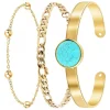 So Charm Bijoux Bracelet Femme So Charm - B2371-DORE+B2384-DORE+B2494-TURQUOISE - Bracelets Mode Dorés | Femme Bracelet