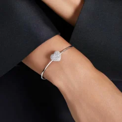 Swarovski Bijoux Bracelet Femme Swarovski Hyperbola Soft Heart - 5684385 blanc,argent | Femme Bracelet