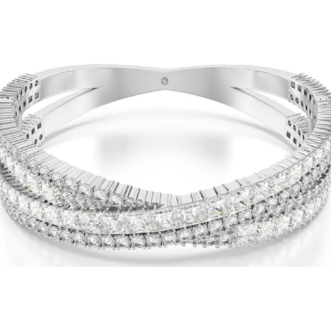 Swarovski Bijoux Bracelet Femme Swarovski Hyperbola Cuff L - 568026 blanc,argent | Femme Bracelet