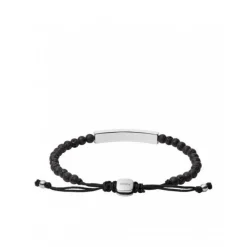Fossil Bijoux Bracelet Fossil JF03247040 - VINTAGE CASUAL Noir Pierre de lave 17 - 25 cm Acier Homme | Homme Bracelet