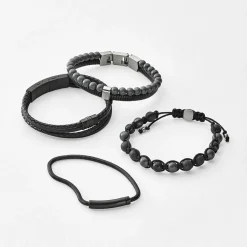 Fossil Bijoux Bracelet Fossil Vintage Casual JF03098001 - Acier Noir Homme | Homme Bracelet