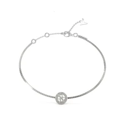 Guess Bijoux Bracelet 4G Crush Acier Rhodié Chaîne Carrée Et Pampille 4G | Femme Bracelet