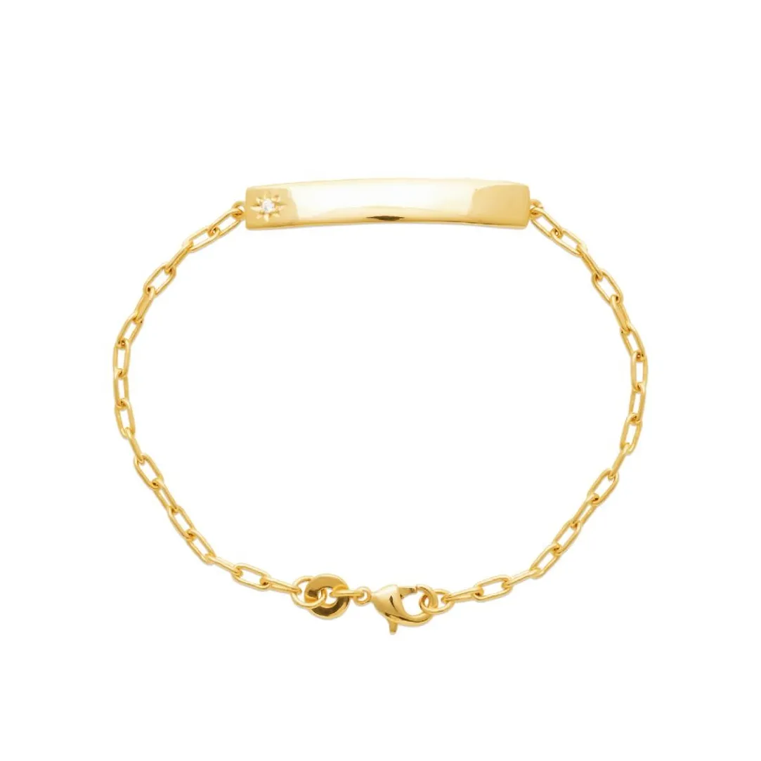 Maison de la Bijouterie Bracelet gourmette femme plaque à graver plaqué or UYY0Y6ZV | Femme Bracelet