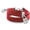Guess Bijoux Bracelet Guess UBB85122 - Bracelet Heart Lock Double Tour Cuir rouge Et Pampille Cadenas Pavé Femme | Femme Bracelet