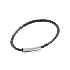 Maison de la Bijouterie Bracelet Homme acier cuir tressé noir 3ZY0U6ZU | Homme Bracelet