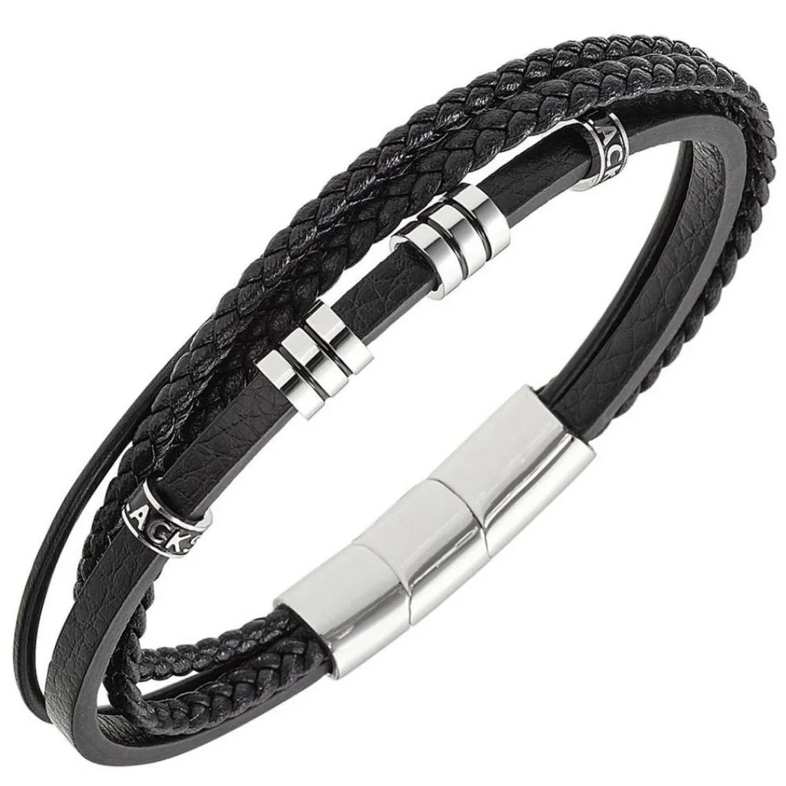 All Blacks Bijoux Bracelet Homme - 682407 Acier, Cuir Couleur Noir | Homme Bracelet
