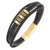 All Blacks Bijoux Bracelet Homme - 682333 Acier, Cuir Couleur Doré, Noir | Homme Bracelet