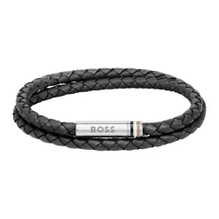 Boss Bijoux Bracelet Homme Ares 1580489 - Cuir, Acier Noir | Homme Bracelet