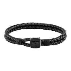 Boss Bijoux Bracelet Homme Seal - 1580047S Cuir, Acier Noir | Homme Bracelet
