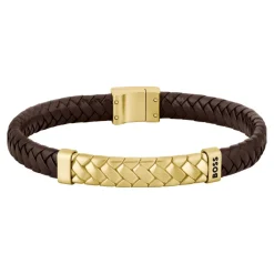 Boss Bijoux Bracelet Homme Tailored - 1580675M Acier, Cuir Marron, Doré | Homme Bracelet