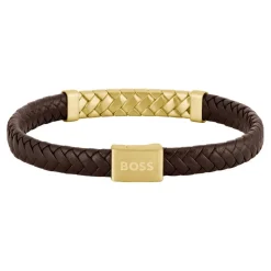 Boss Bijoux Bracelet Homme Tailored - 1580675M Acier, Cuir Marron, Doré | Homme Bracelet