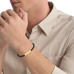 Calvin Klein Bijoux Bracelet Homme - 35000423 Cuir, Acier Noir, doré | Homme Bracelet