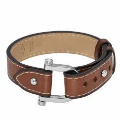 Fossil Bijoux Bracelet Homme D Link - JF04397040 Acier, Cuir Argent | Homme Bracelet