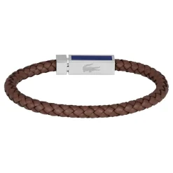 Lacoste Bracelet Homme Rokel - 2040450 Acier, Cuir Marron, Bleu | Homme Bracelet