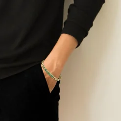 Lacoste Bracelet Homme Script - 2040477 Acier Doré, Vert | Homme Bracelet