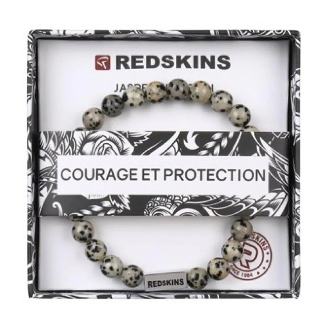 Redskins Bracelet Homme Bijoux Jaspe Dalmatien - 285705 Pierre Gris | Homme Bracelet