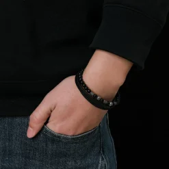 Redskins Bracelet Homme Bijoux - 285826 Cuir Noir | Homme Bracelet