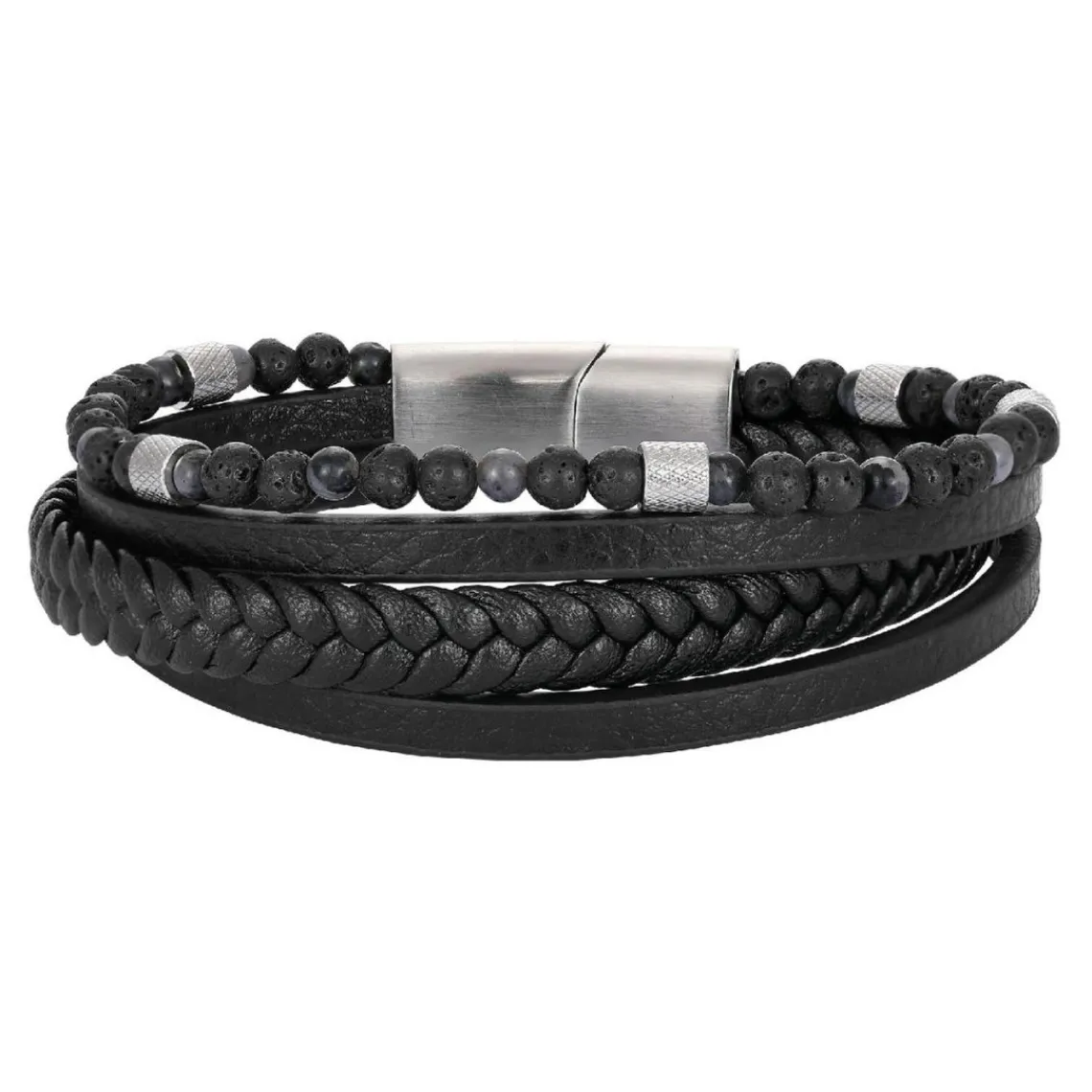 Redskins Bracelet Homme Bijoux - 285824 Cuir Noir | Homme Bracelet