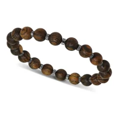 Rochet Bracelet Homme Bracelet MYSTÈRES Perles 8mm Bois et 4 mm Hématite brillante | Homme Bracelet