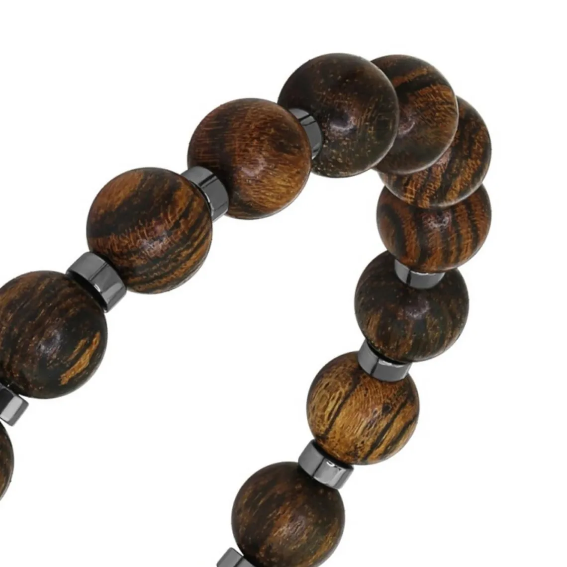 Rochet Bracelet Homme Bracelet MYSTÈRES Perles 8mm Bois et 4 mm Hématite brillante | Homme Bracelet