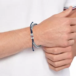 Tommy Hilfiger Bijoux Bracelet HommeTommy Hilfiger Braided Metal 2790511 - Acier, Nylon Bleu | Homme Bracelet