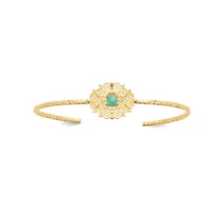 Maison de la Bijouterie Bracelet jonc femme fantaisie amazonite plaqué or UW40435V | Femme Bracelet