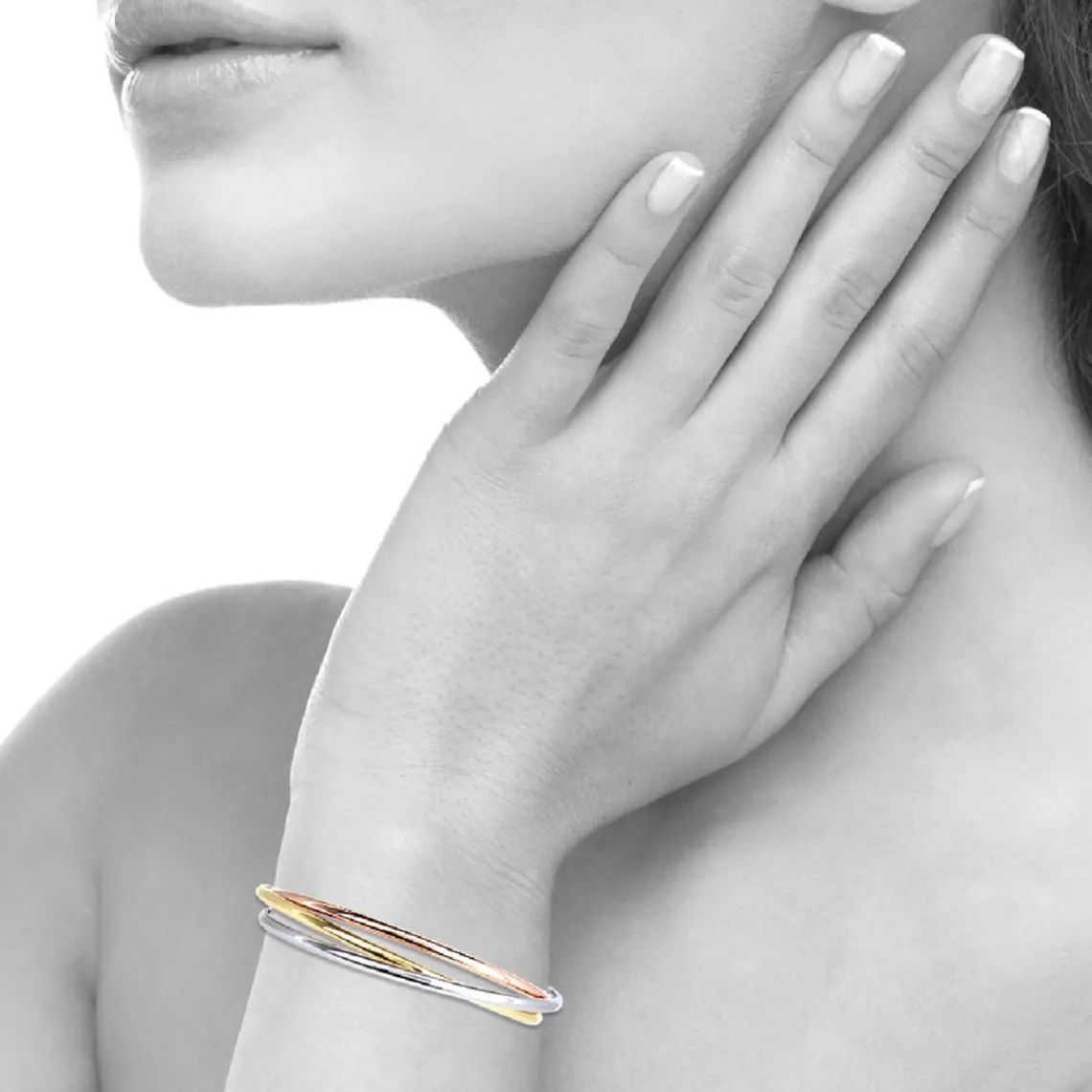 Maison de la Bijouterie Bracelet Jonc femme plaqué or tricolore U0563666 | Femme Bracelet