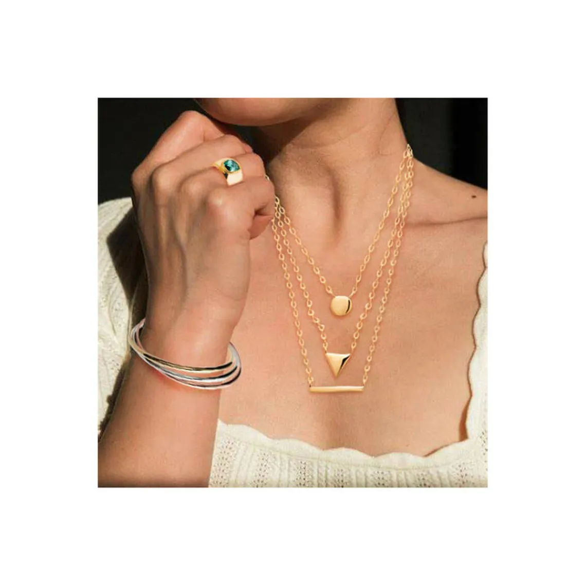 Maison de la Bijouterie Bracelet Jonc femme plaqué or tricolore U0563666 | Femme Bracelet