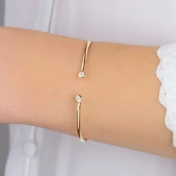 Maison de la Bijouterie Bracelet Jonc plaqué or oxyde de zirconium 56mm UWZ65656 | Femme Bracelet