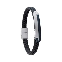Jourdan Bracelet ALFONSO UN003H - Bracelet En Cuir et Acier Homme | Homme Bracelet
