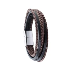 Jourdan Bracelet BYRON KA003H - Bracelet En Acier et Cuir Homme | Homme Bracelet