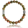 Lauren Steven Bracelet Design ML058 - Bracelet En Pierre Naturelle Unakite Homme | Homme Bracelet