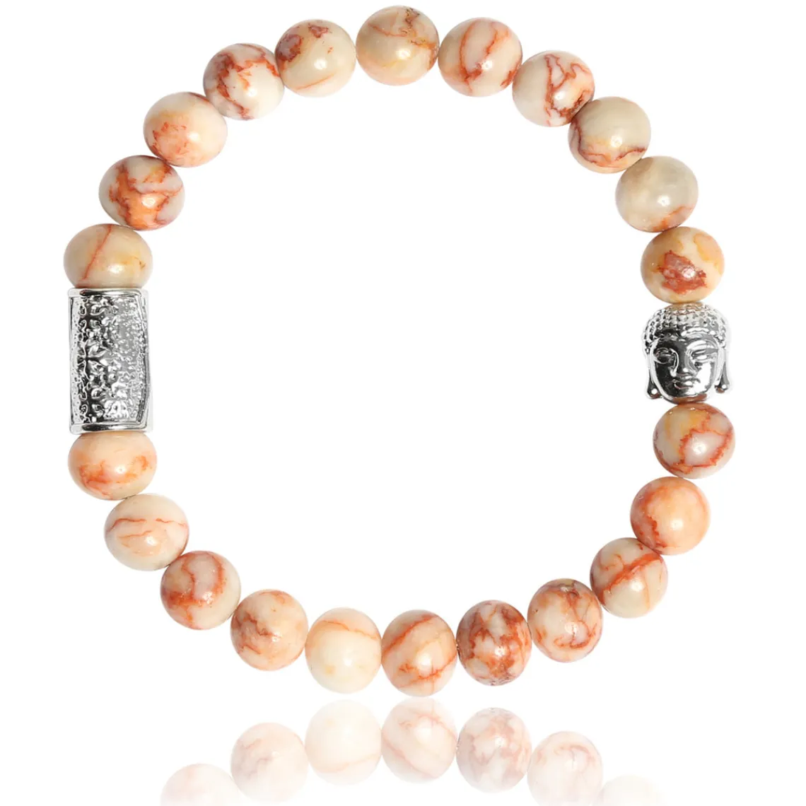 Lauren Steven Bracelet Design ML075 - Bracelet En Pierre Naturelle Jaspe Marbré Beige Homme | Homme Bracelet