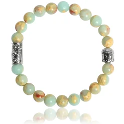 Lauren Steven Bracelet Design ML064 - Bracelet En Pierre Naturelle Jaspe Aqua Terra Blue Homme | Homme Bracelet