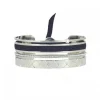 Les Interchangeables Bracelet A60013 - Manchette Ruban Matelasse Marine 9 Femme | Femme Bracelet