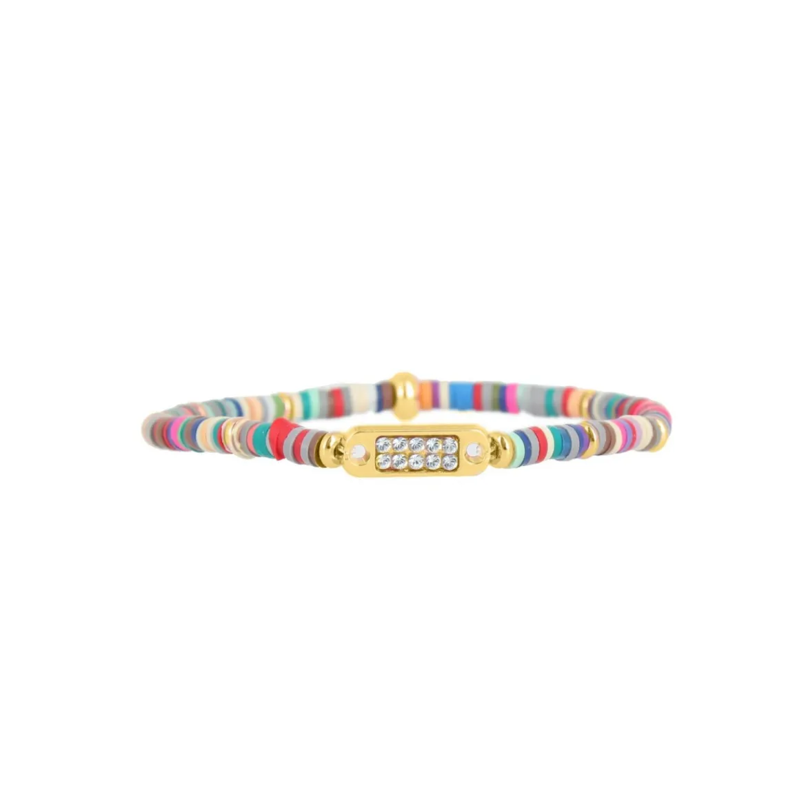 Les Interchangeables Bracelet A58765 - Mini Plaque 2 Rangs Perle Gomme Multicolore Foncé Femme | Femme Bracelet