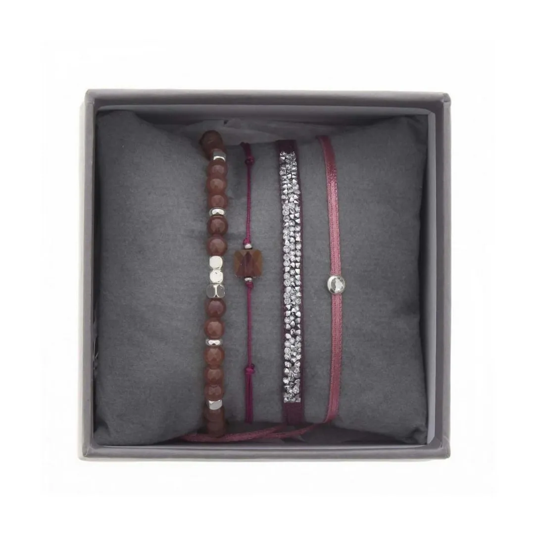 Les Interchangeables Bracelet A38639 - Bracelet Tissu Rose Cristaux de haute qualité Femme | Femme Bracelet