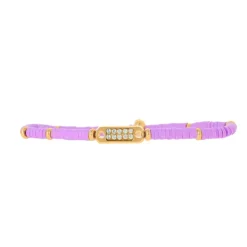 Les Interchangeables Bracelet A58620 - Mini Plaque 2 Rangs Perle Gomme Parme Femme | Femme Bracelet