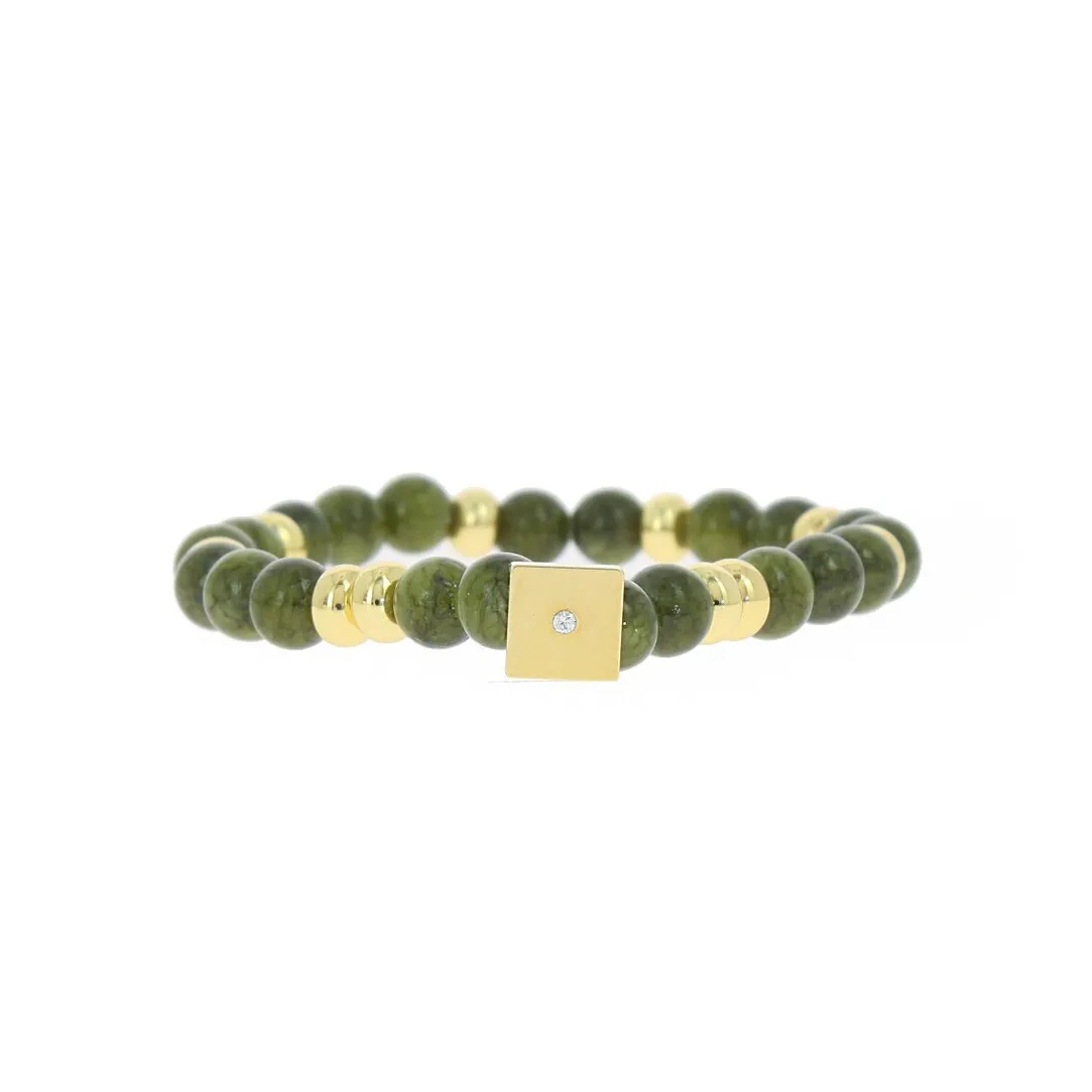 Les Interchangeables Bracelet A58782 - Perle Forme Carre Kaki Femme | Femme Bracelet