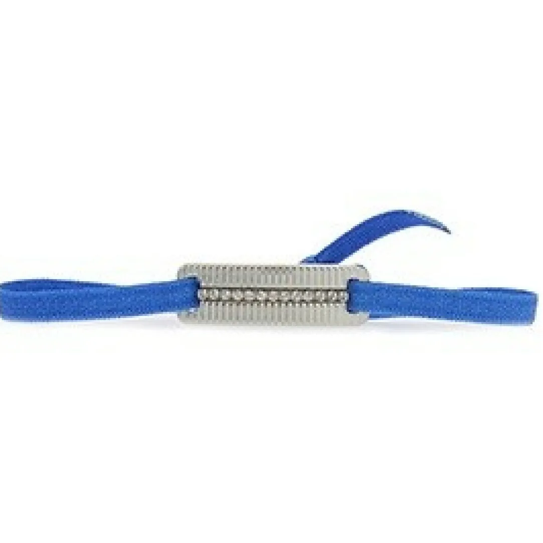 Les Interchangeables Bracelet A55817 - Plaque Ruban Strie Strasse Bleu Palladium Femme | Femme Bracelet