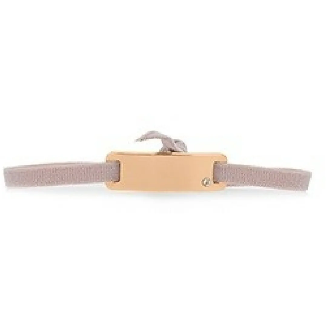 Les Interchangeables Bracelet A55585 - Plaque Ruban Lisse Strasse Beige Rose Or Rose Femme | Femme Bracelet