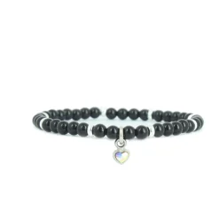 Les Interchangeables Bracelet A59940 - Perle Coeur Noir Femme | Femme Bracelet