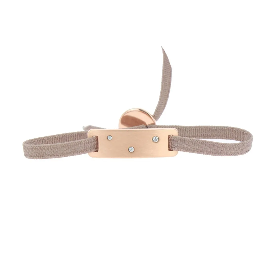 Les Interchangeables Bracelet A59133 - Plaque Ruban Brossée Strasse Beige Rose Femme | Femme Bracelet