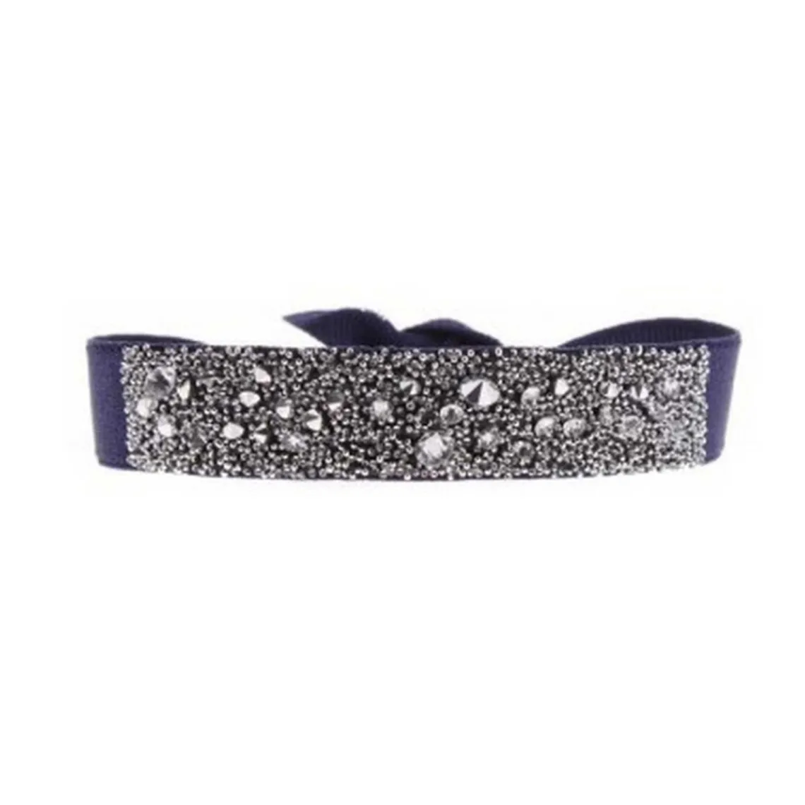 Les Interchangeables Bracelet A36481 - Bracelet Tissu Bleu Cristaux de haute qualité Femme | Femme Bracelet