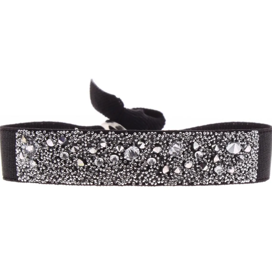 Les Interchangeables Bracelet A36458 - Bracelet Tissu Noir Cristaux de haute qualité Femme | Femme Bracelet
