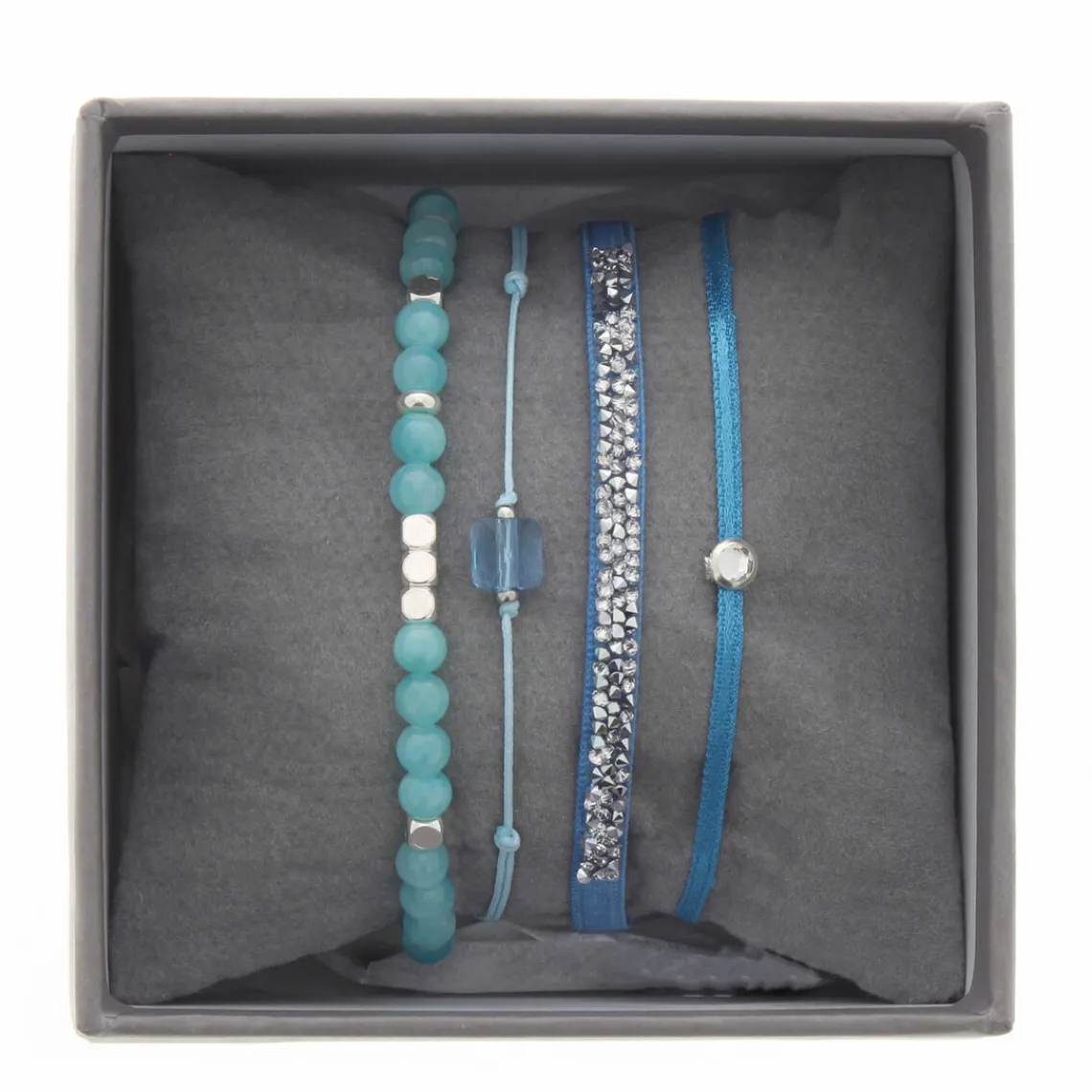 Les Interchangeables Bracelet A38646 - Bracelet Tissu Turquoise Cristaux de haute qualité Femme | Femme Bracelet