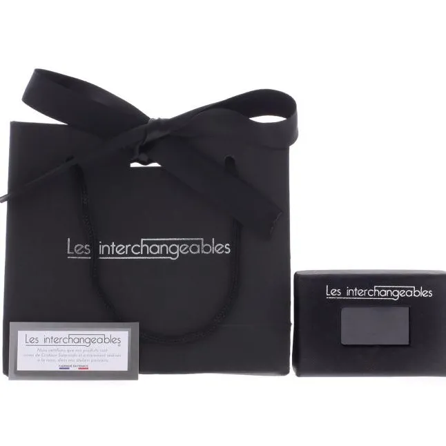Les Interchangeables Bracelet A31540 - Bracelet Tissu Noir Cristaux de haute qualité Femme | Femme Bracelet