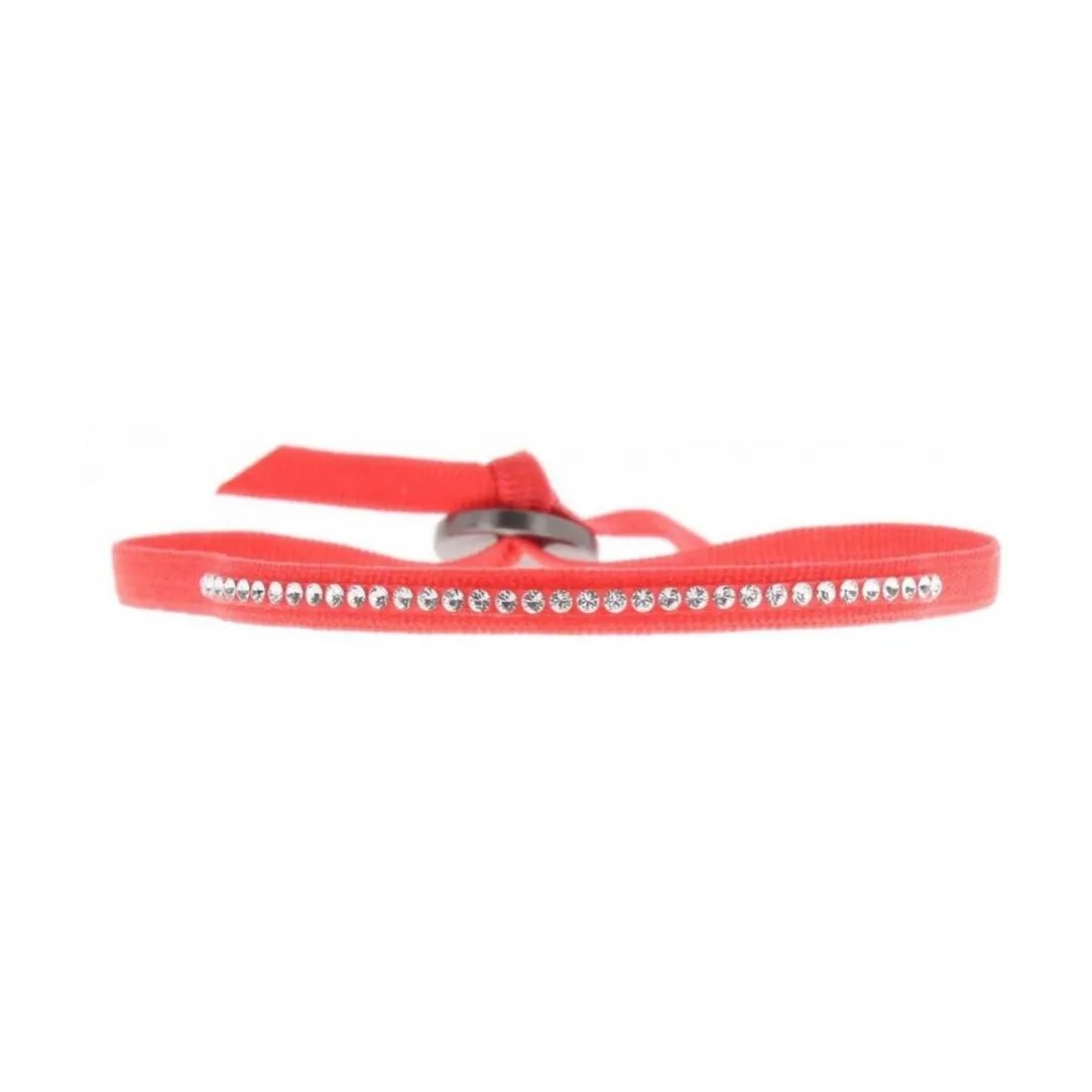 Les Interchangeables Bracelet A30484 - Bracelet Tissu Rouge Cristaux de haute qualité Femme | Femme Bracelet