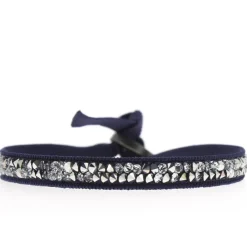 Les Interchangeables Bracelet A24958 - Bracelet Tissu Bleu Cristaux de haute qualité Femme | Femme Bracelet